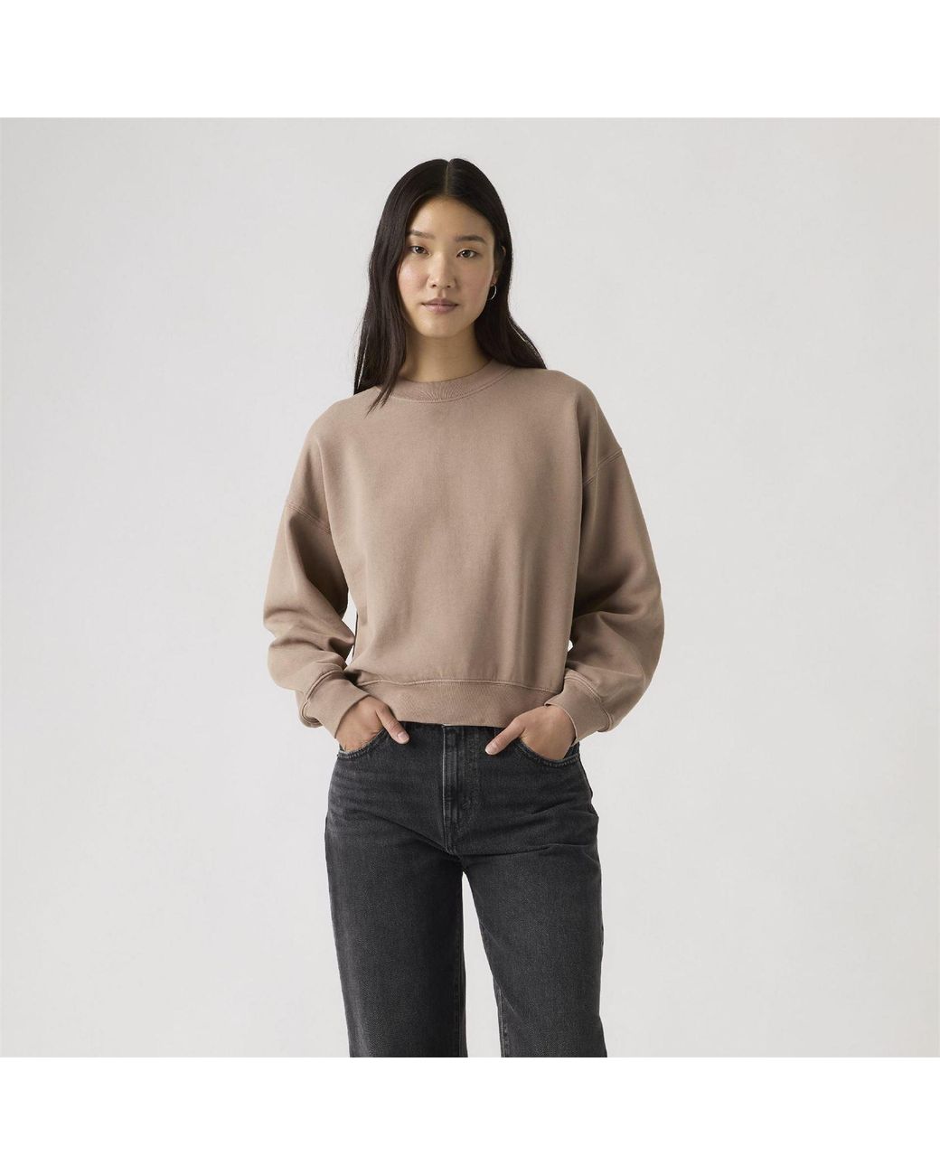Levi's Brown Boxy Crew Neck Drop Shoulder Long Sleeve Sweatshirt 8 (Xs)