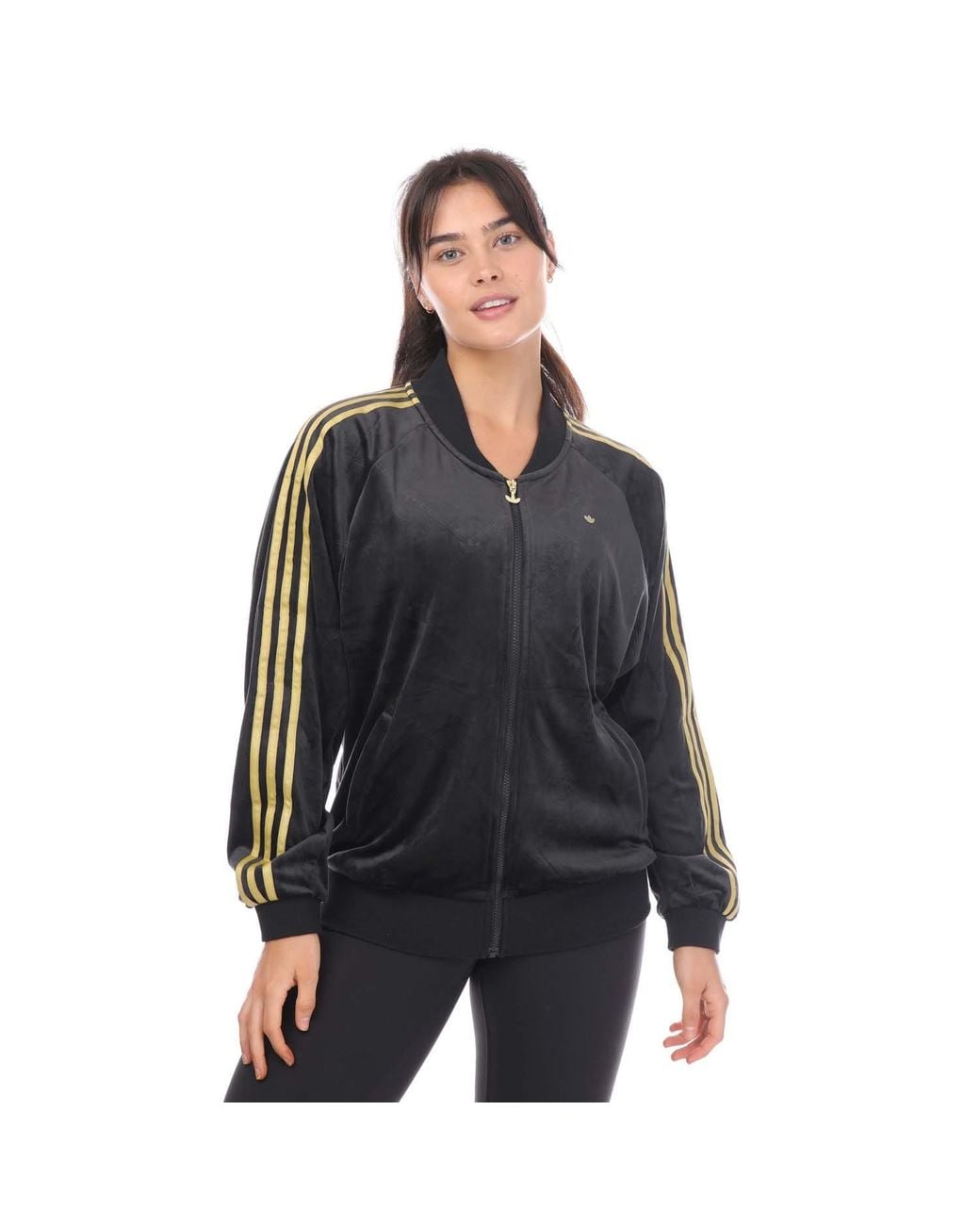 black velour adidas jacket