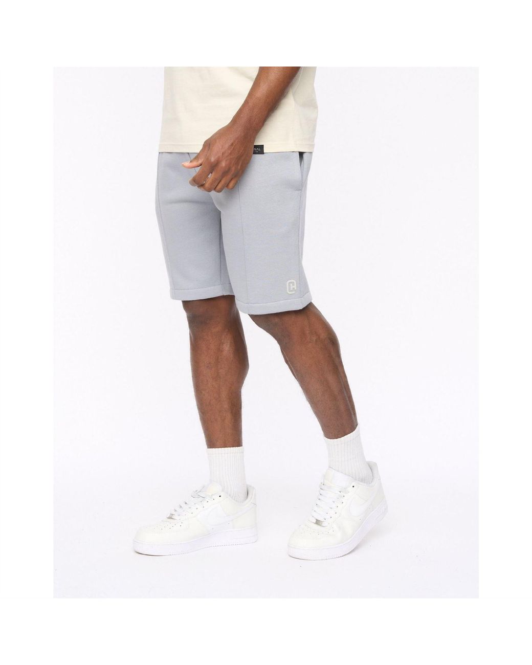 Crosshatch White Bardon Jogger Shorts With Elasticated Waistband for men