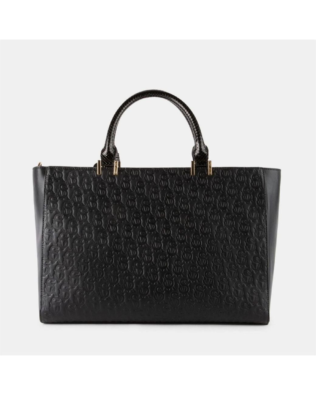 Steve Madden Black Rectangle Shape Tote Handbag With Badge