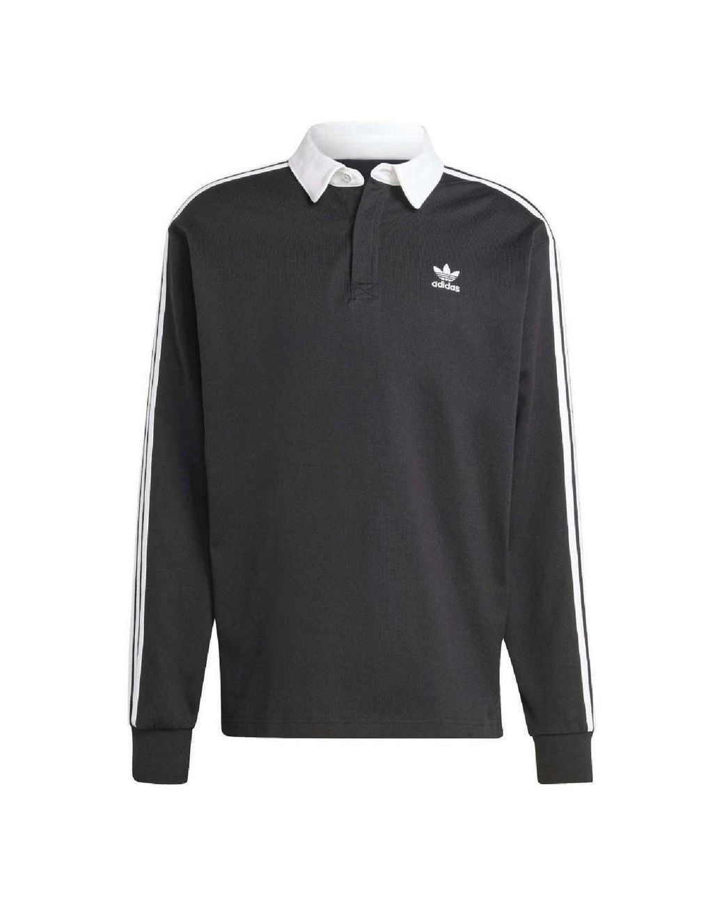 Adidas Originals Black Adicolor Collared Neck Long Sleeve Athletic Shirt for men