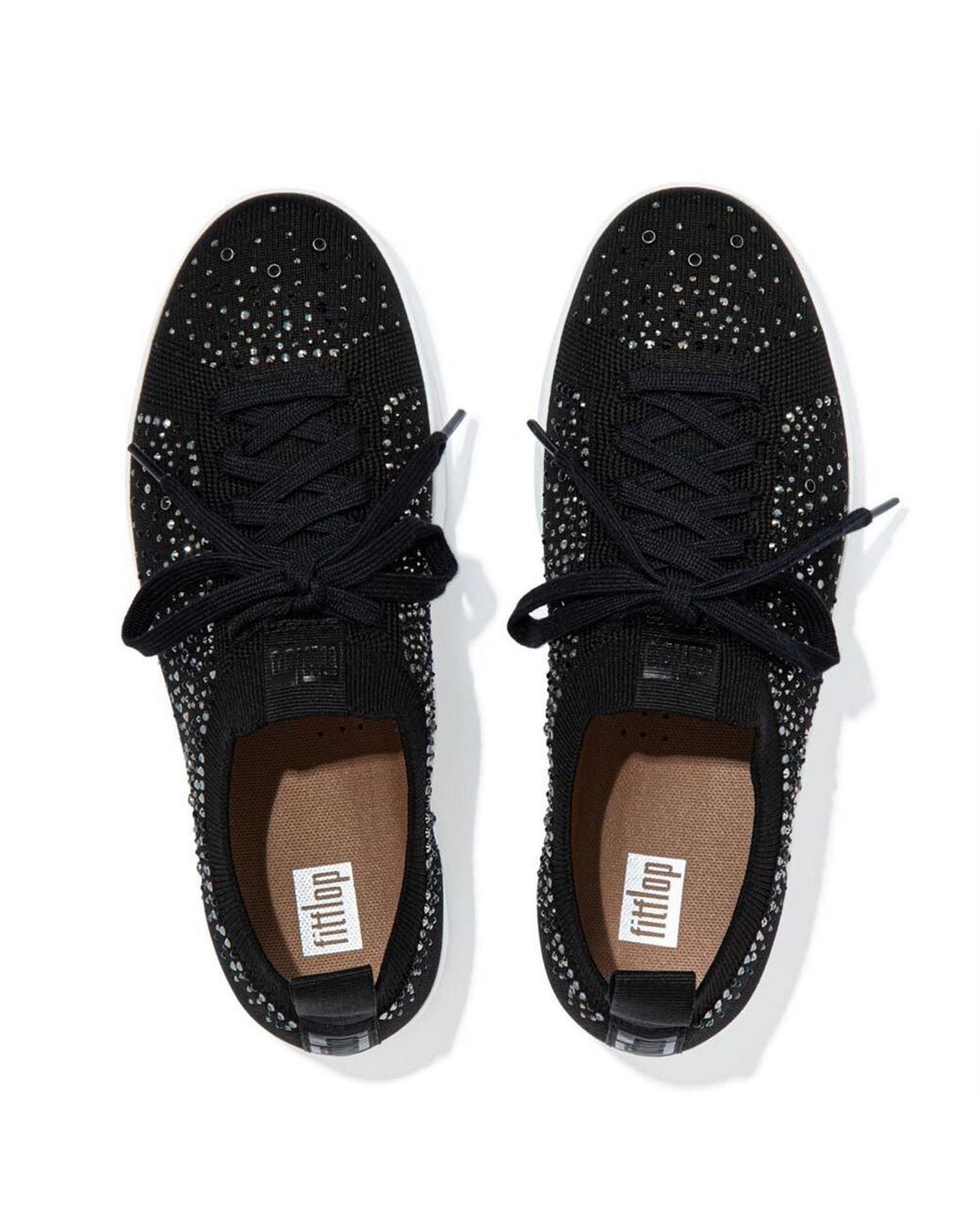 Fitflop Black Rally Ombre-Crystal Knit Trainers Size 7