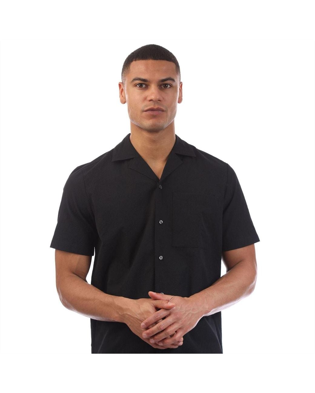 HUGO Black Ellino Short Sleeve Shirt for men