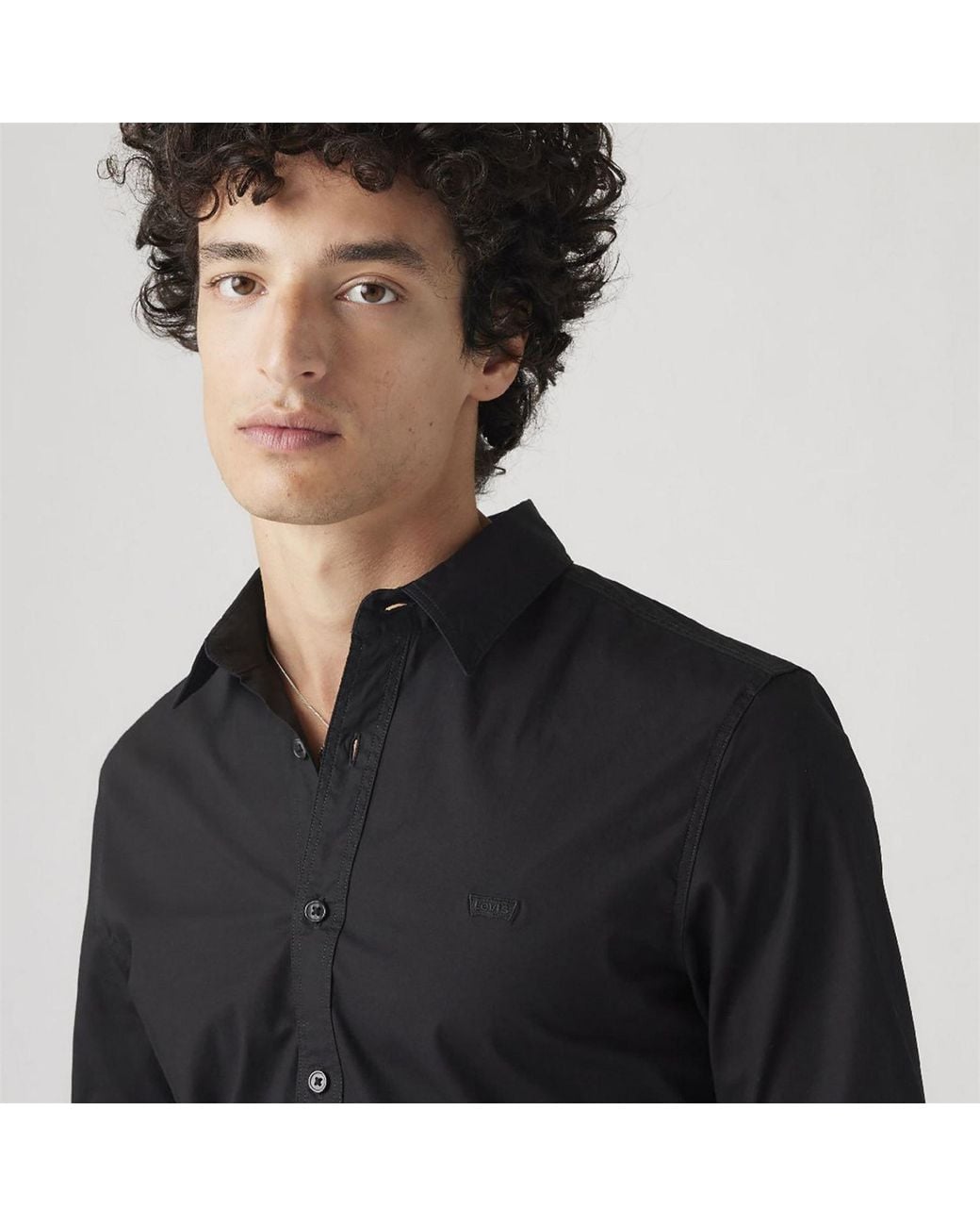 Levi's Black Slim Fit Collared Neck Long Sleeve Shirt for men