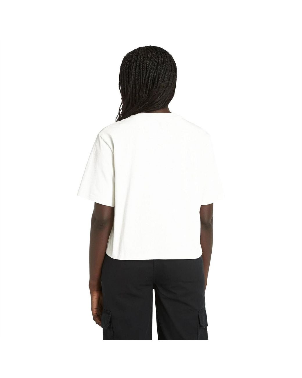 Timberland White Stack Logo Cotton Short Sleeve T-Shirt for men