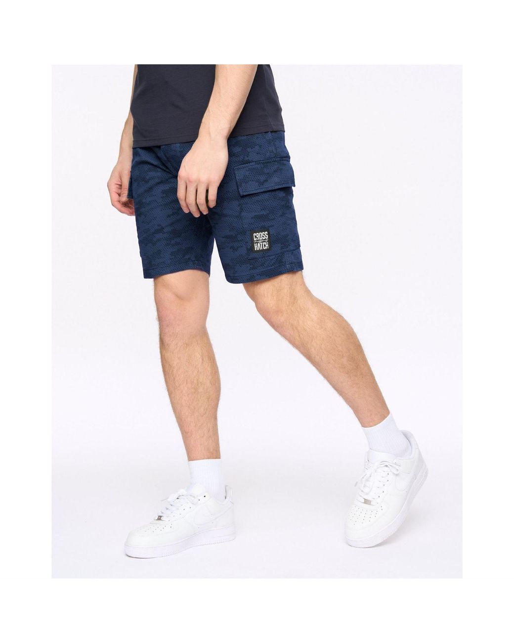 Crosshatch Blue Blansmoore Solid Bermuda Shorts With Elasticated Waistband for men