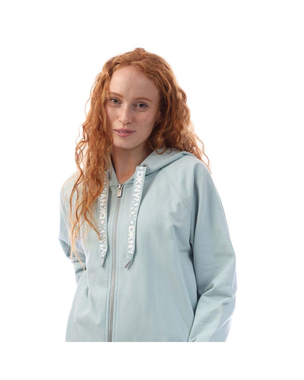 DKNY Blue Two Tone Logo Zip Sweat Jacket