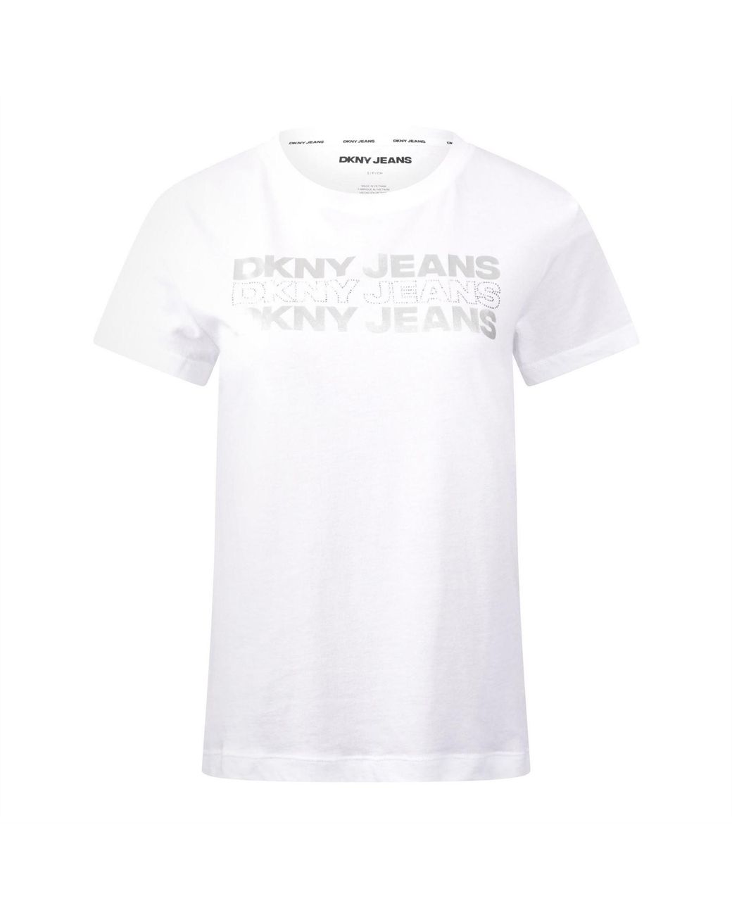 DKNY White Double Foil Jeans T-Shirt 10 (S)
