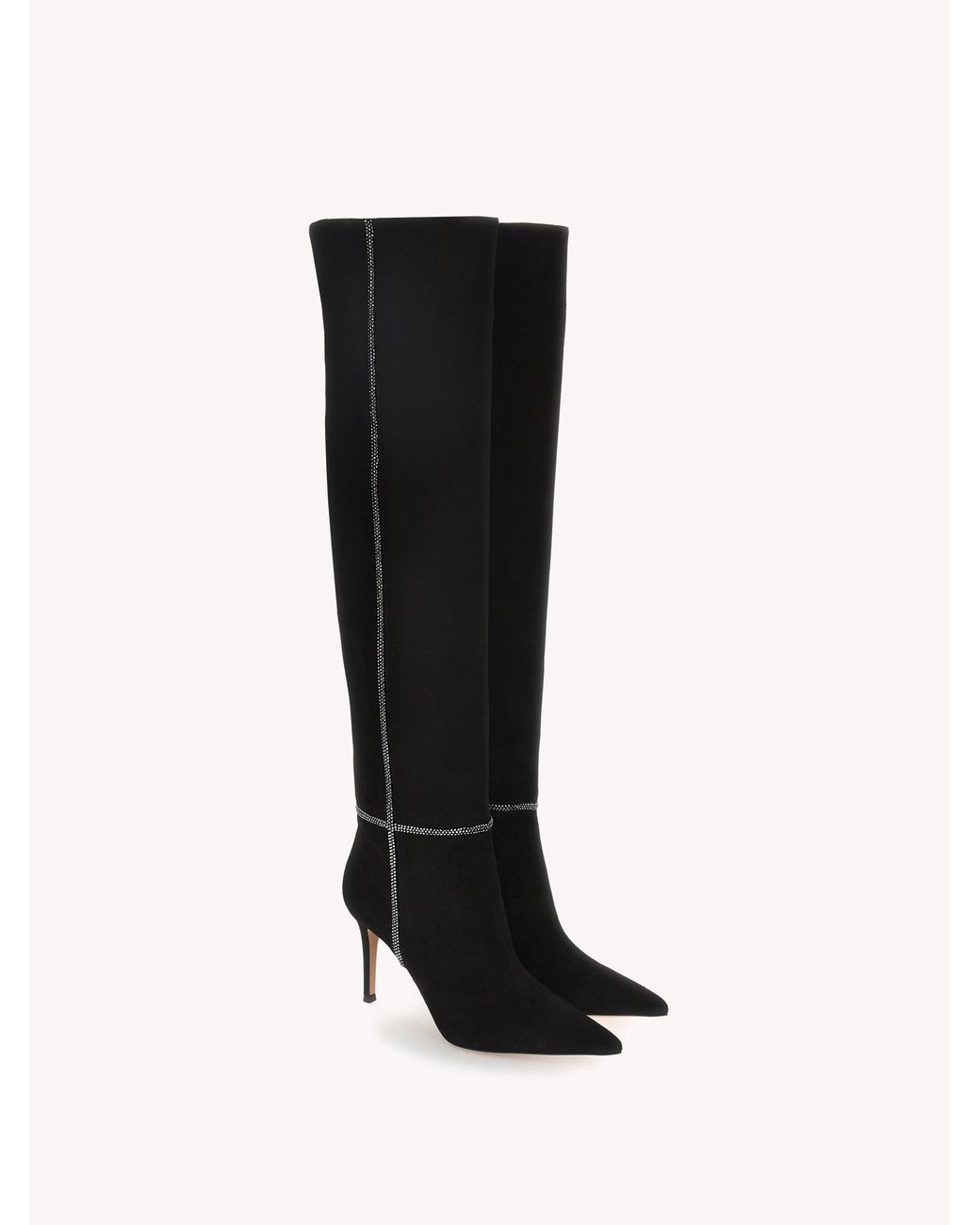 Gianvito Rossi Black Mayfair Crystal Boot, Suede