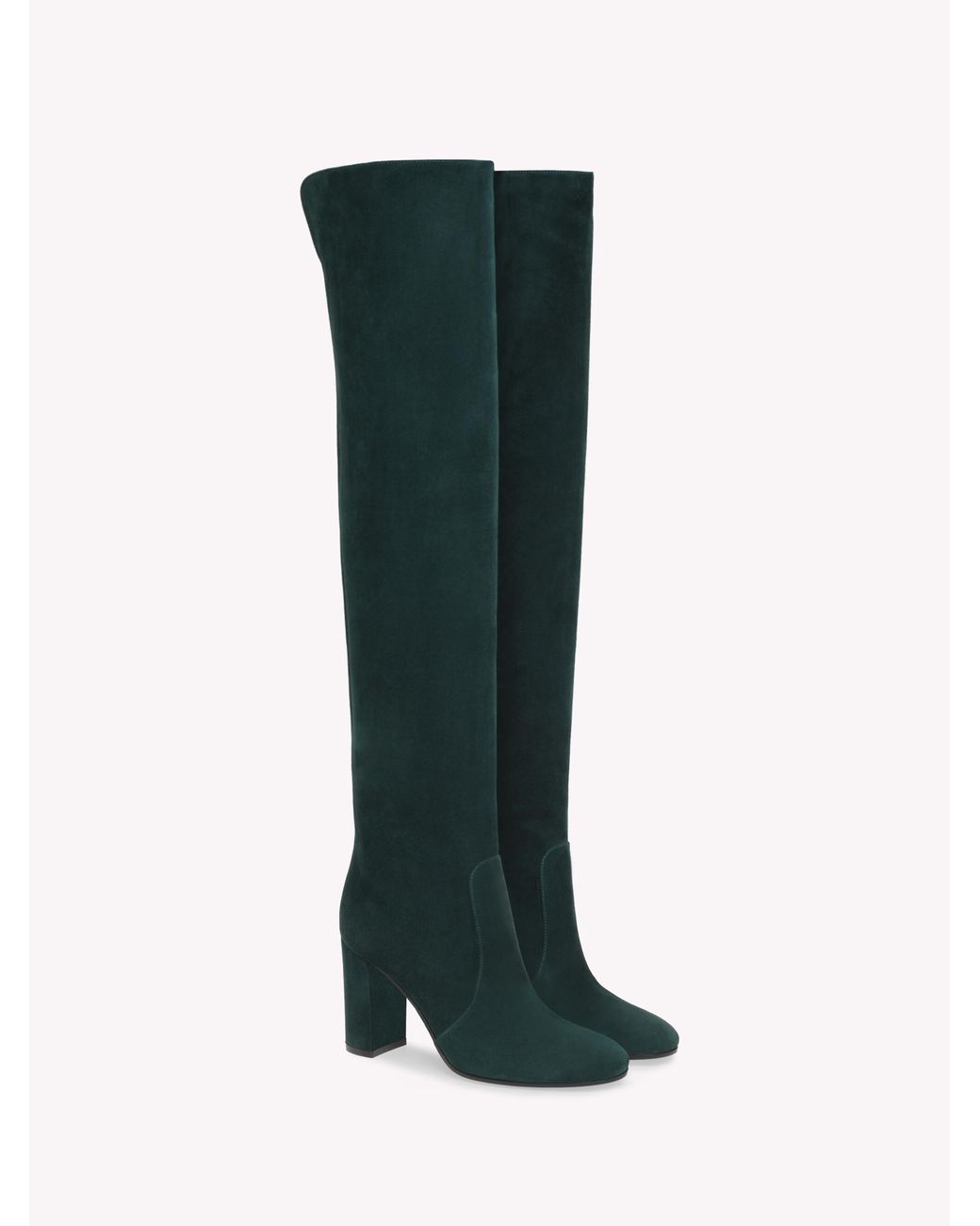 Gianvito Rossi Green Glen Cuissard, Boots, Suede