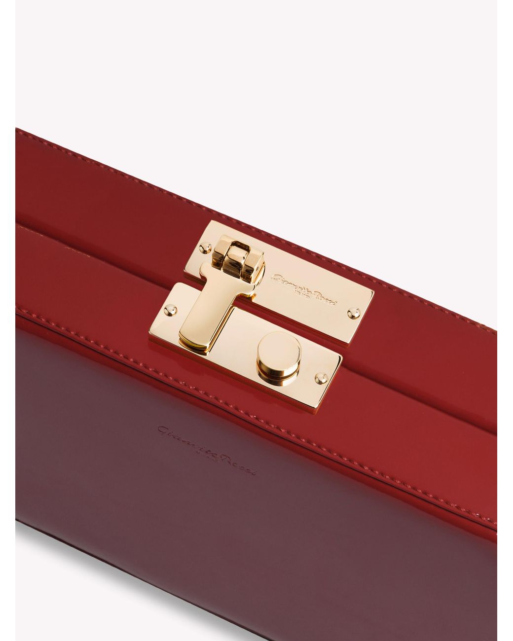 Gianvito Rossi Red Leather Curved Clutch Bag