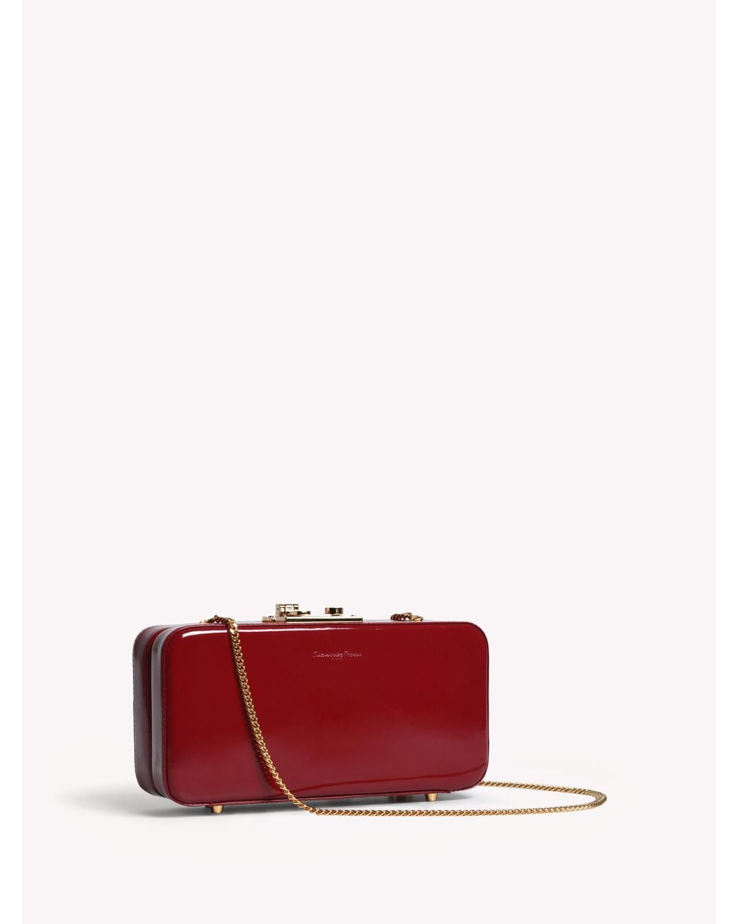Gianvito Rossi Red Leather Curved Clutch Bag