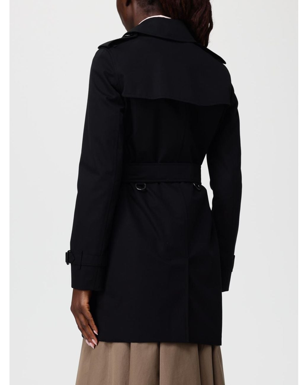 Gabardina De Algodón Con Doble Botonadura Burberry de color Black