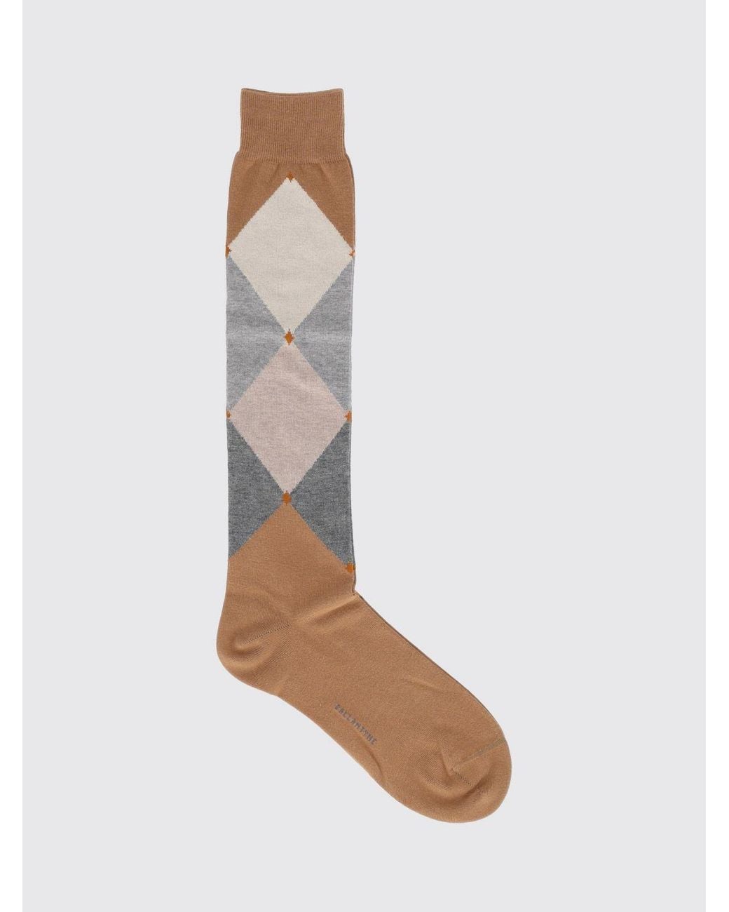 Ballantyne White Diamond Pattern High-Top Cotton-Blend Socks With Contrast Logo for men