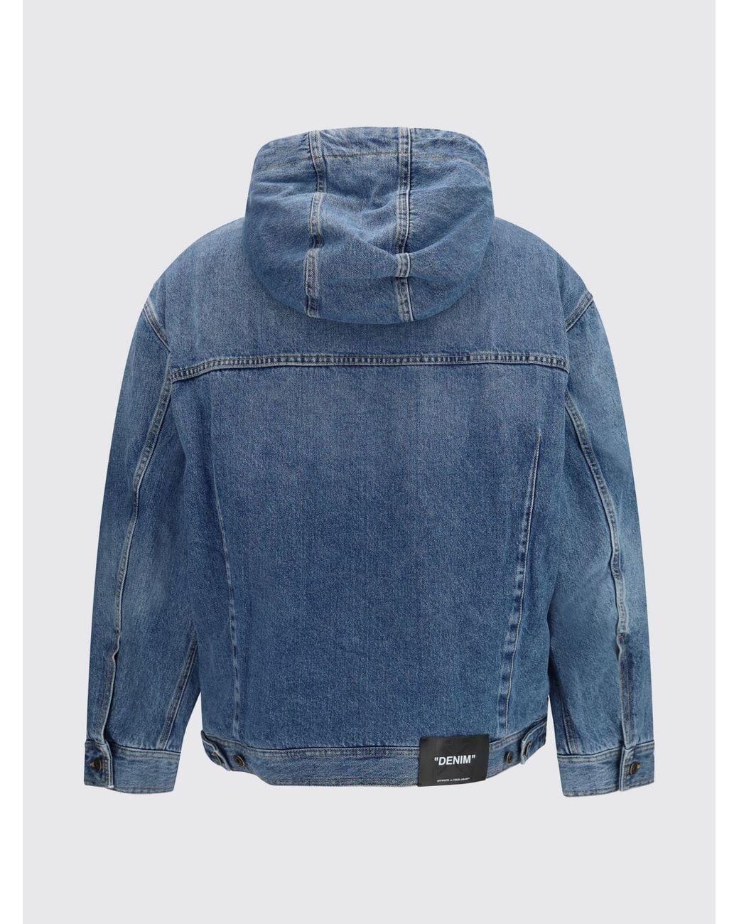 Off-White c/o Virgil Abloh Blue Cotton Denim Hooded Jacket With Patch Pockets for men
