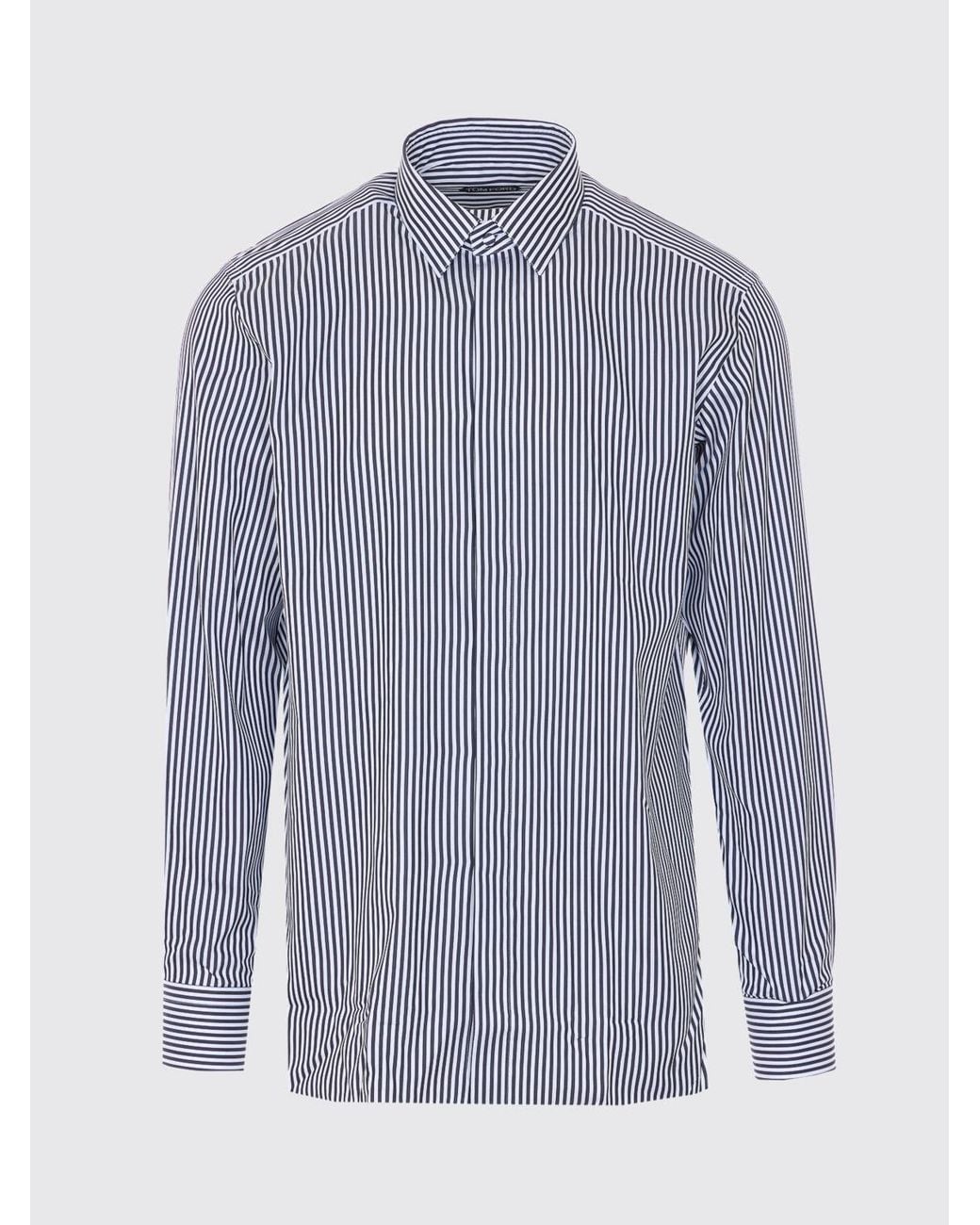 Tom Ford Blue Striped Cotton And Silk Shirt for men