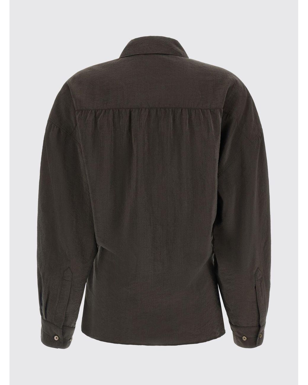 Lemaire Black Relaxed Fit Silk Blend Shirt With Asymmetric Closure