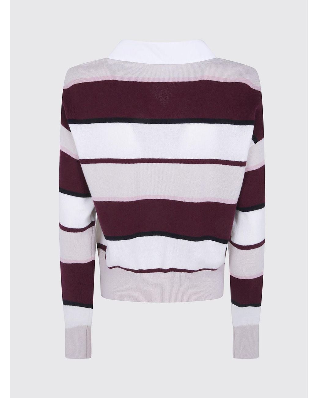 Mrz Red Striped Long-Sleeve Virgin Wool And Cashmere Polo