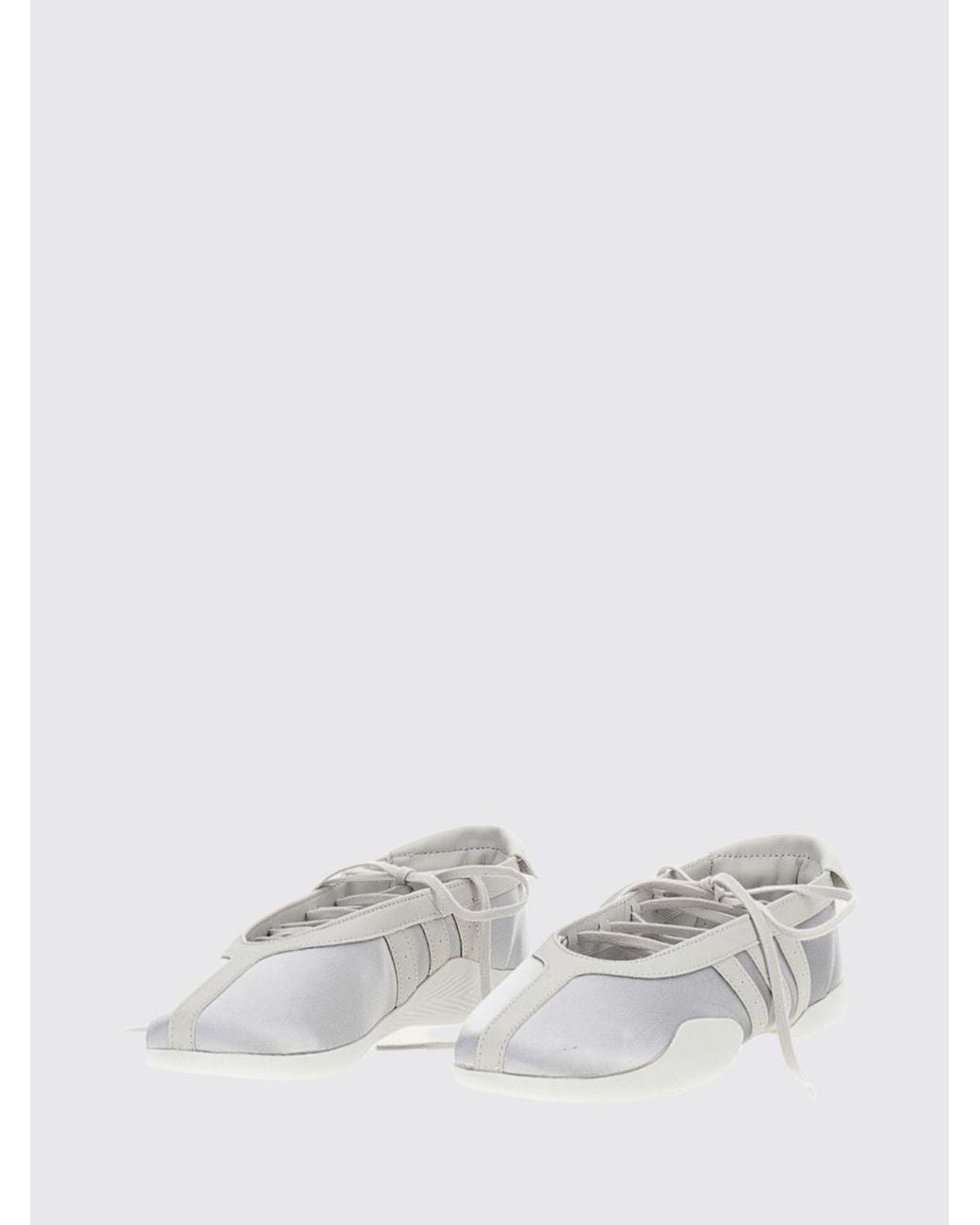 Adidas Originals White Taekwondo Mei Satin Ballet Flats With Tie-Up Ribbons And 3-Stripes Logo