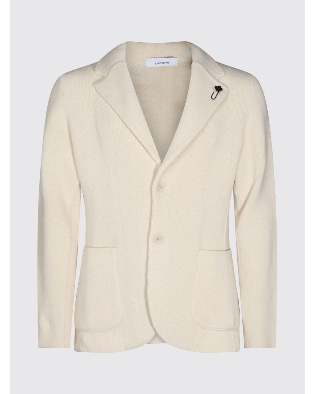 Lardini Natural Single-Breasted Pure Cashmere Blazer With Patch Pockets And Notch Lapels for men