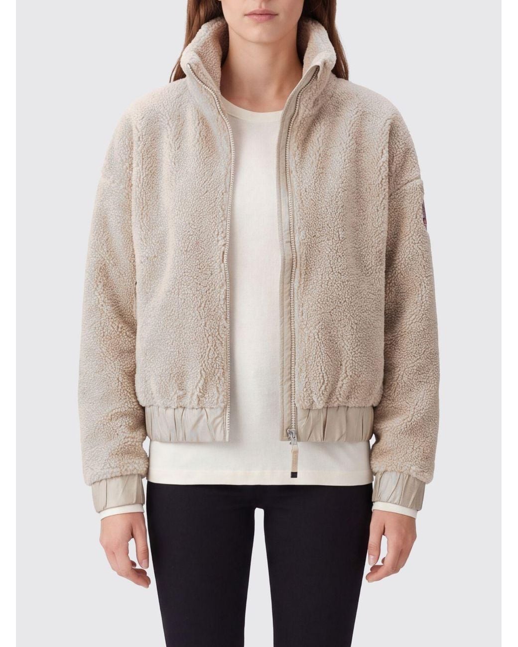 Parajumpers Natural Short High-Neck Fleece Jacket With Logo Patch