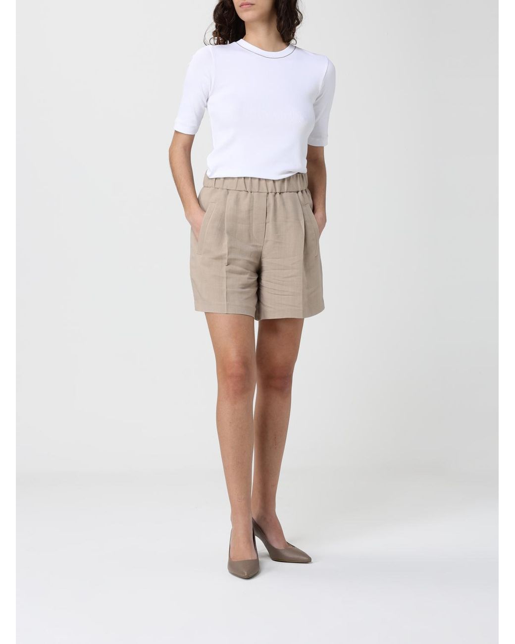 Brunello Cucinelli Natural Linen Blend Shorts