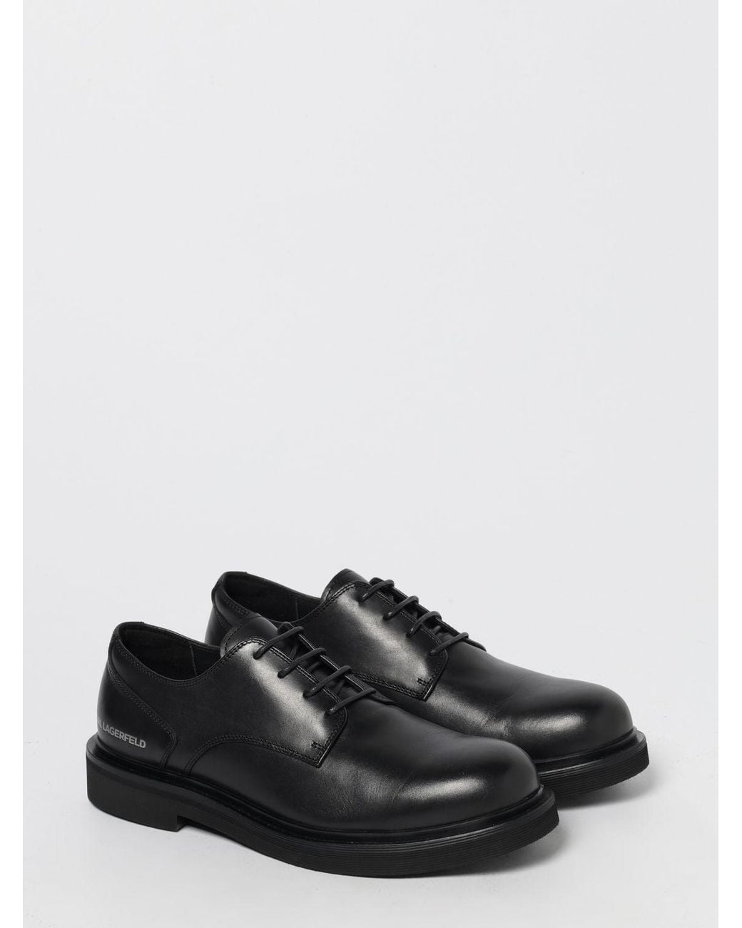 Karl Lagerfeld Black Leather Derby Shoes for men