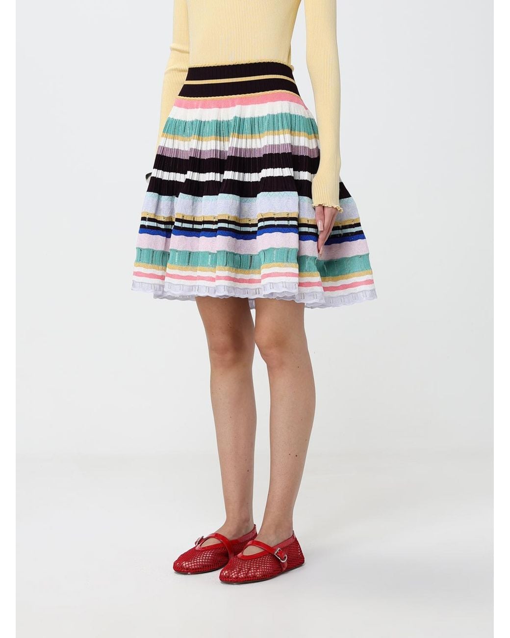 Alaïa Red A-Line Knit Mini Skirt