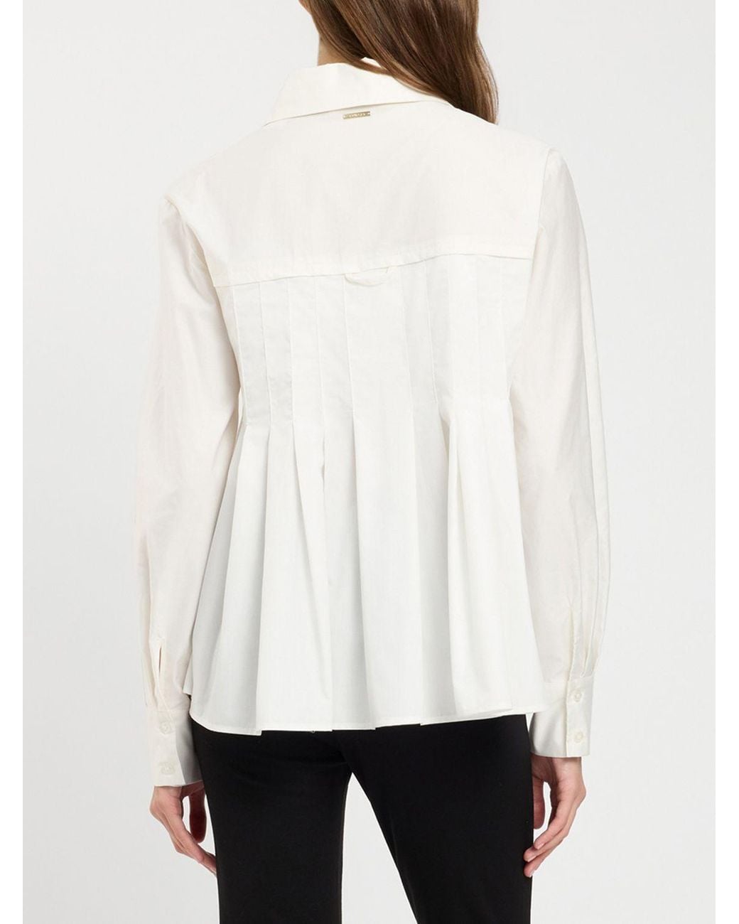Twinset White Cotton Shirt With French Collar And Long Sleeves