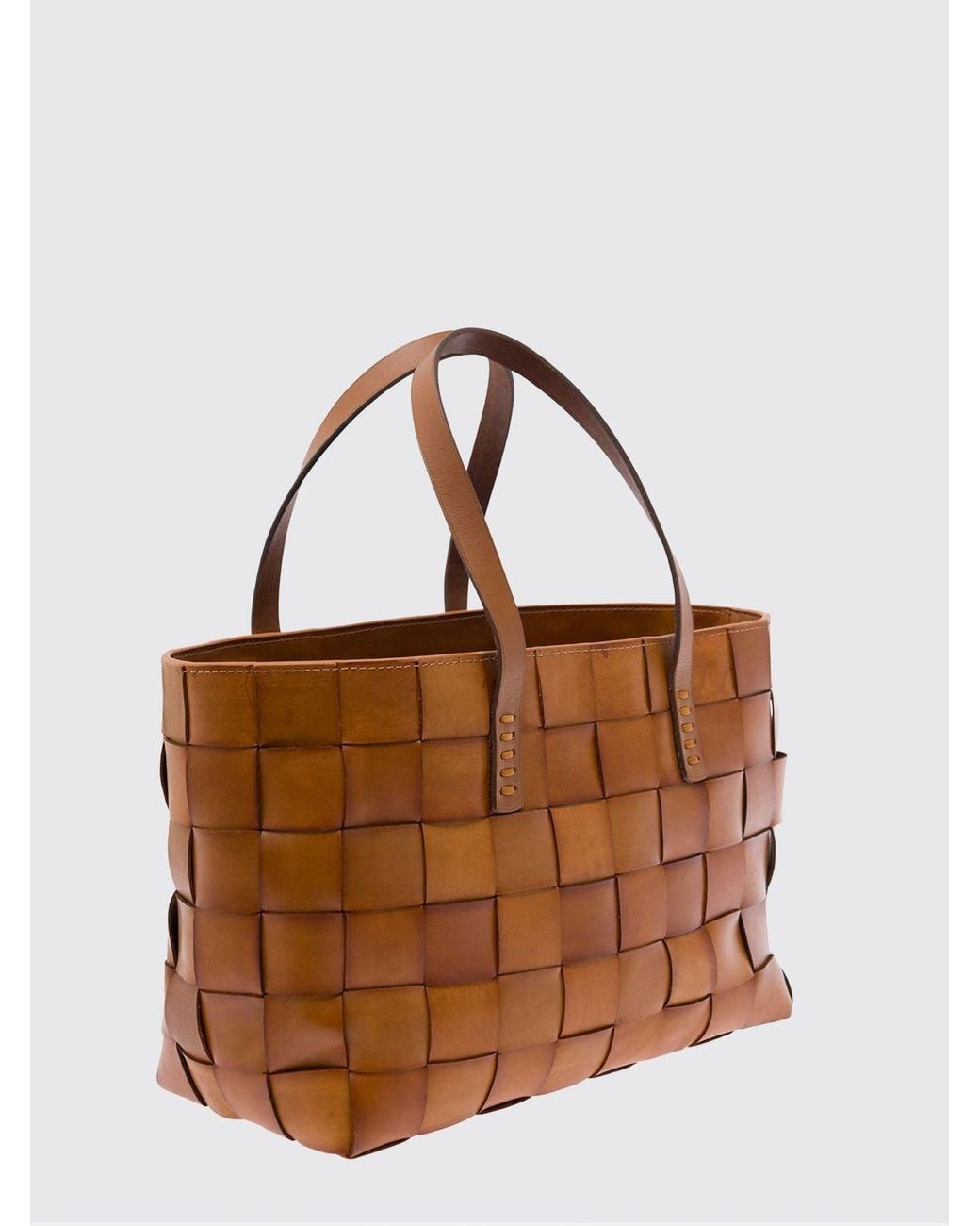 Dragon Diffusion Brown Japan Woven Calfskin Leather Handbag With Double Handles