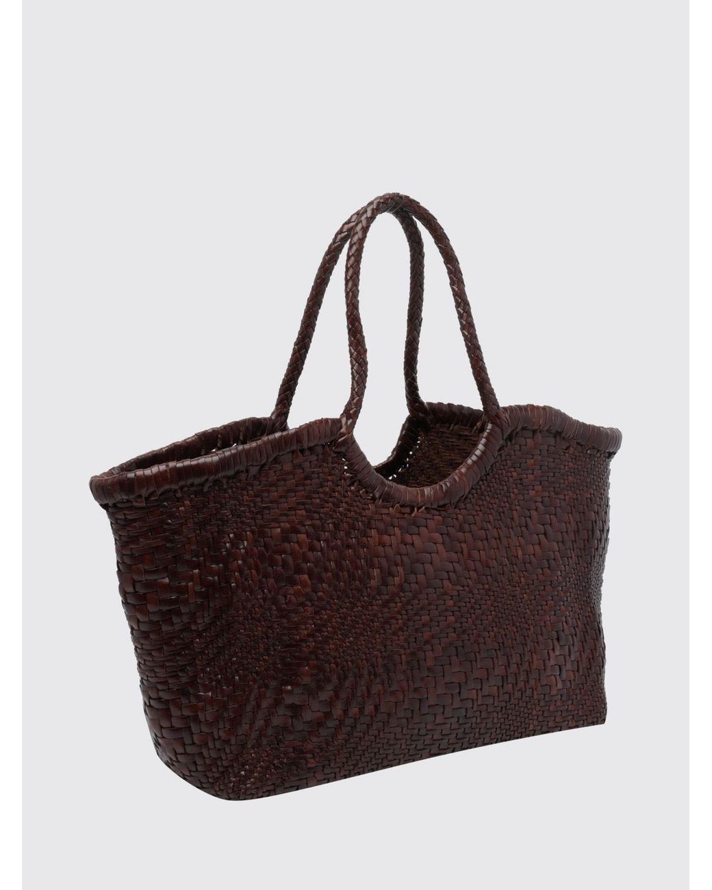 Dragon Diffusion Brown Nantucket Woven Leather Tote Bag With Double Handle