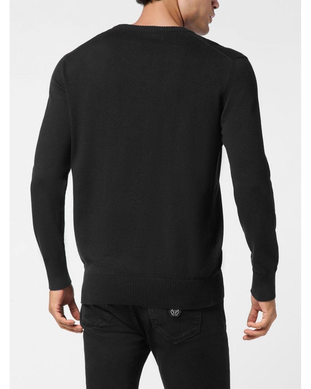 Philipp Plein Black Wool And Cotton Knit Pp for men