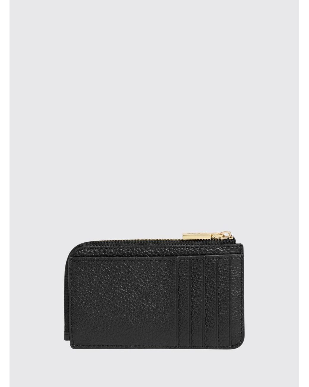 Coccinelle Black Metallic Soft Grained Leather Card Holder With Zip Closure