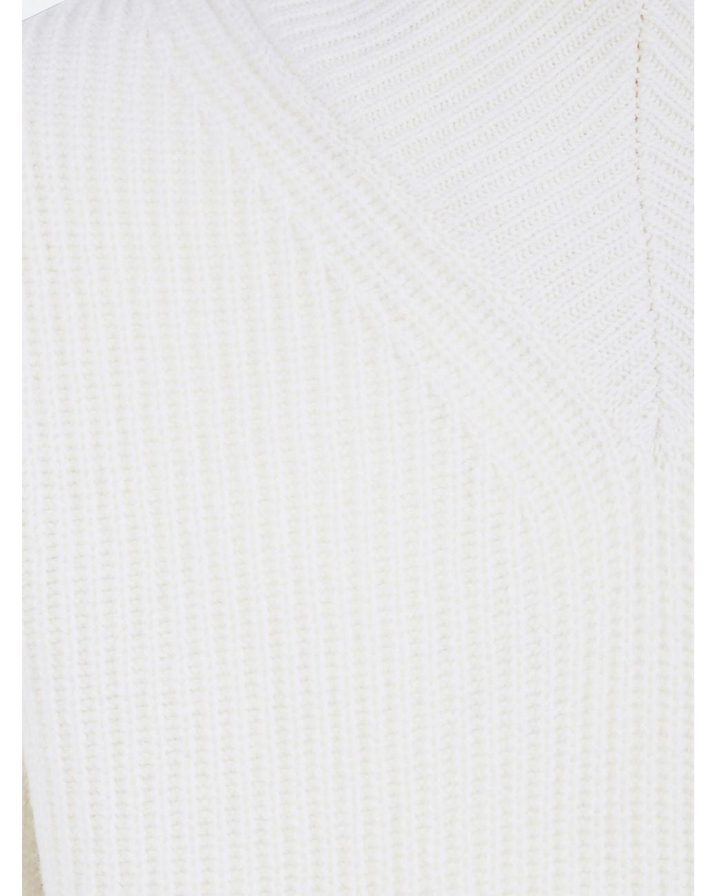 Cruna White V-Neck Pure Wool Jumper With Long Sleeves And Ribbed Edges for men