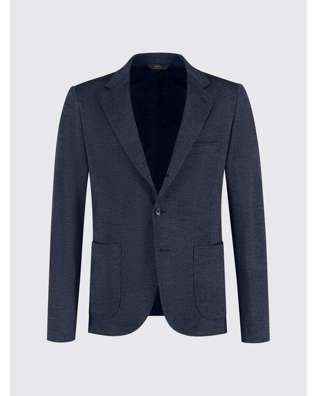Brioni Blue Single-Breasted Wool Blazer With Patch Pockets for men
