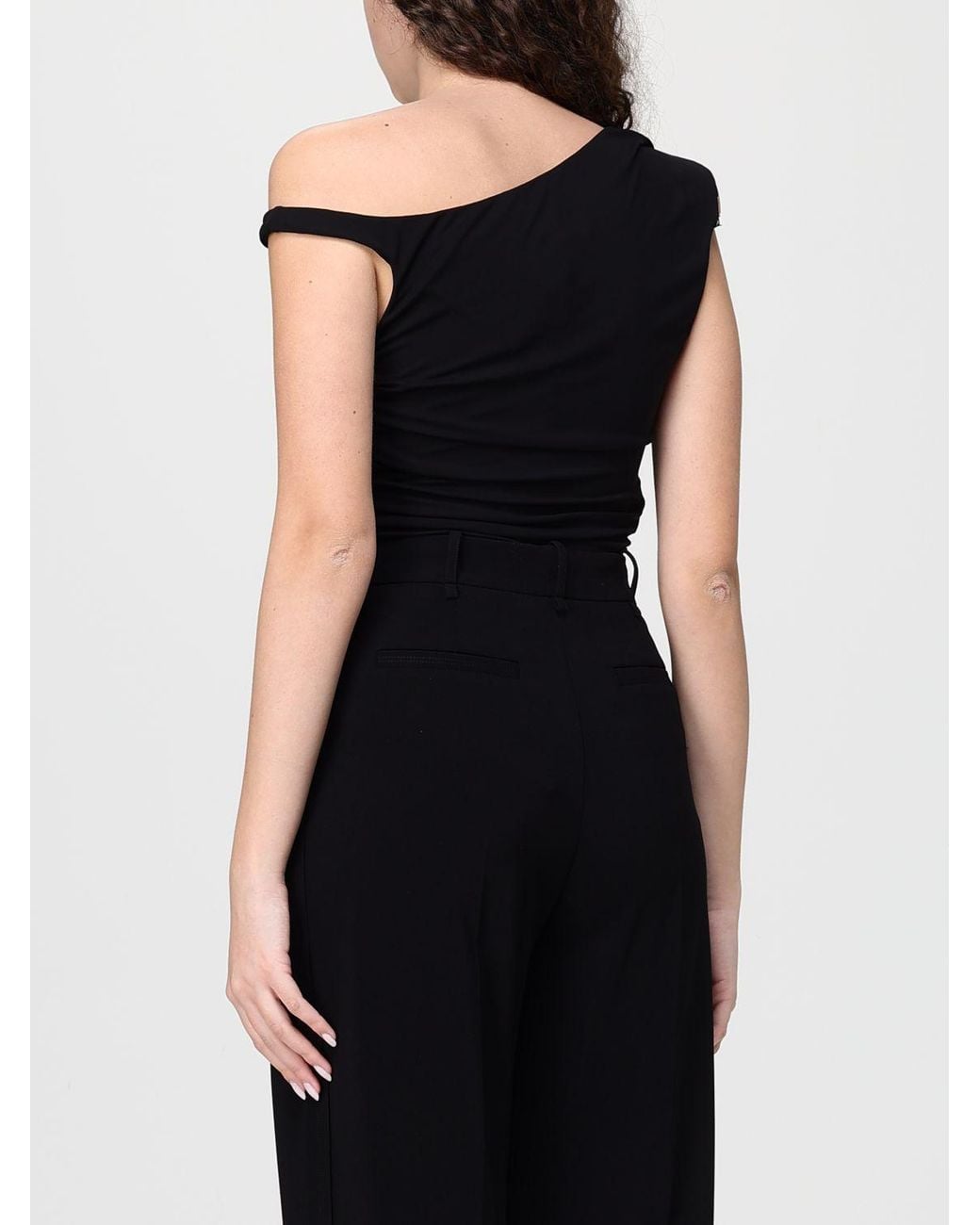 Elisabetta Franchi Black Draped Bodysuit