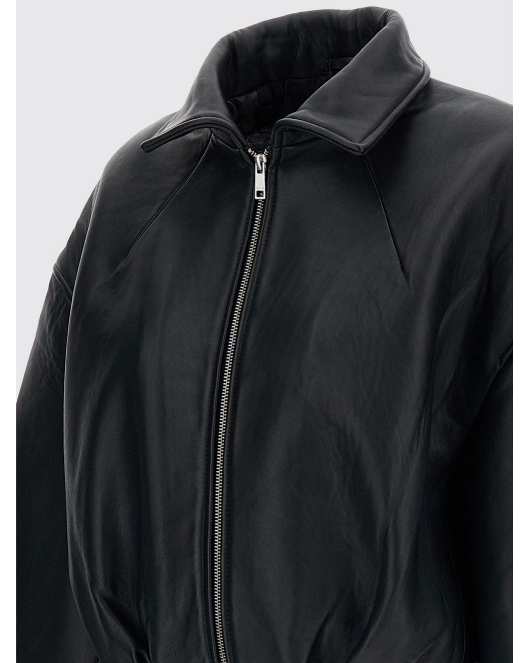 ROTATE BIRGER CHRISTENSEN Blue Cropped Relaxed-Fit Sheepskin Leather Shirt Jacket