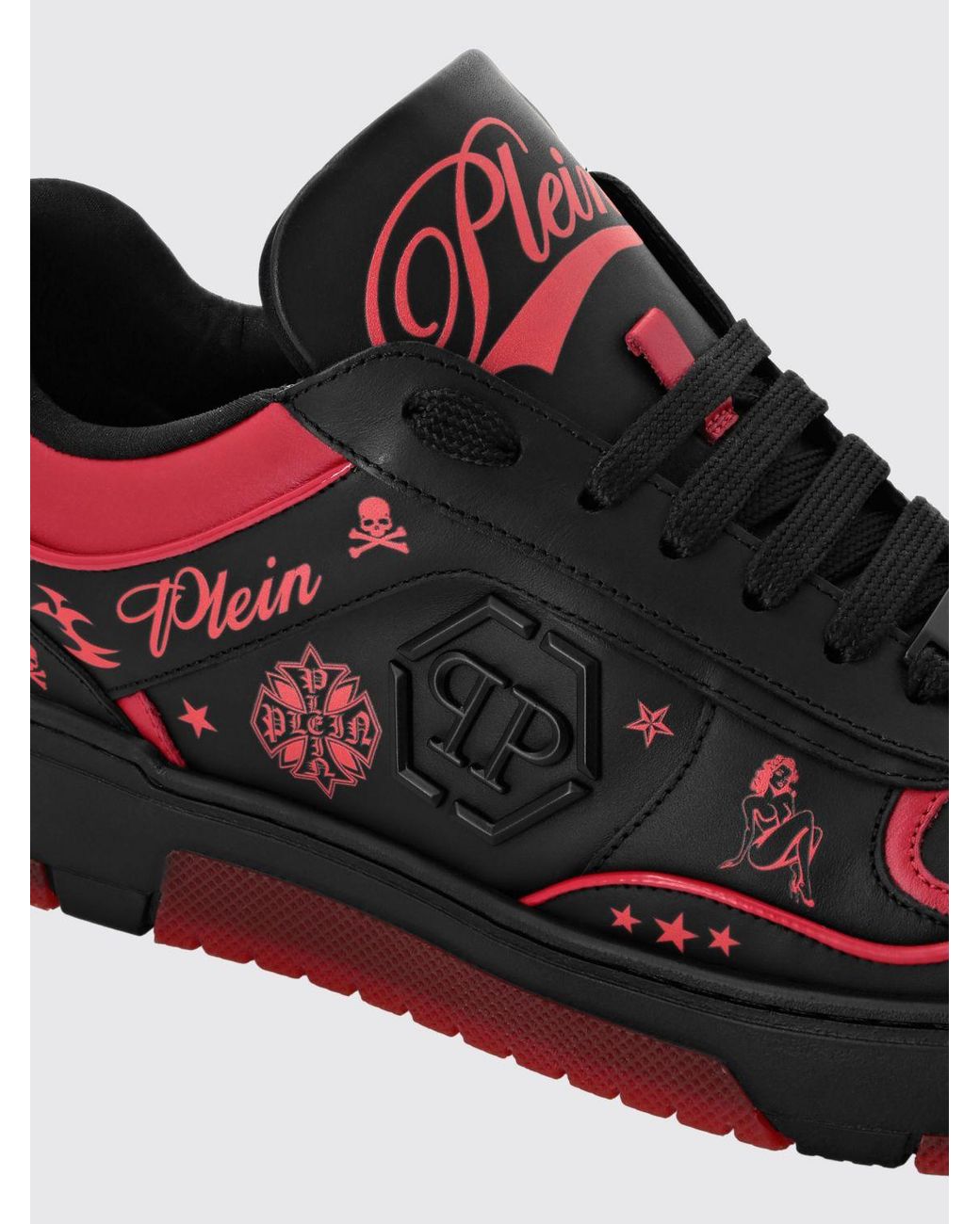 Philipp Plein White Low-Top Smooth Leather Sneakers With Graphic Logo Print for men