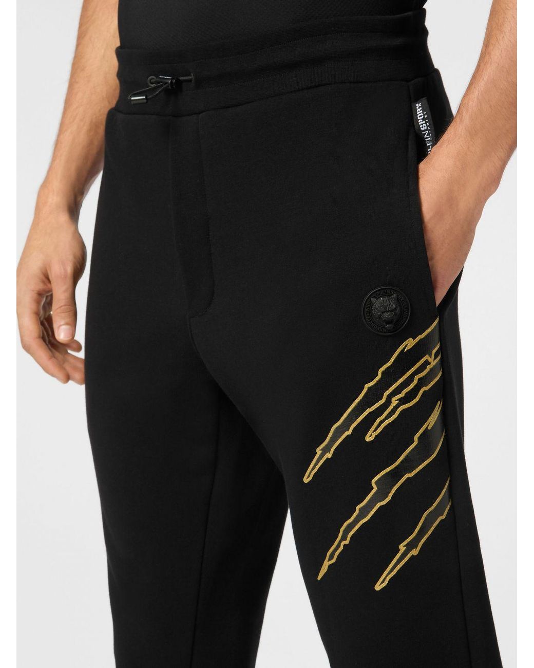 Philipp Plein Black Jersey Jogging Pants With Drawstring Waist And Printed Logo for men