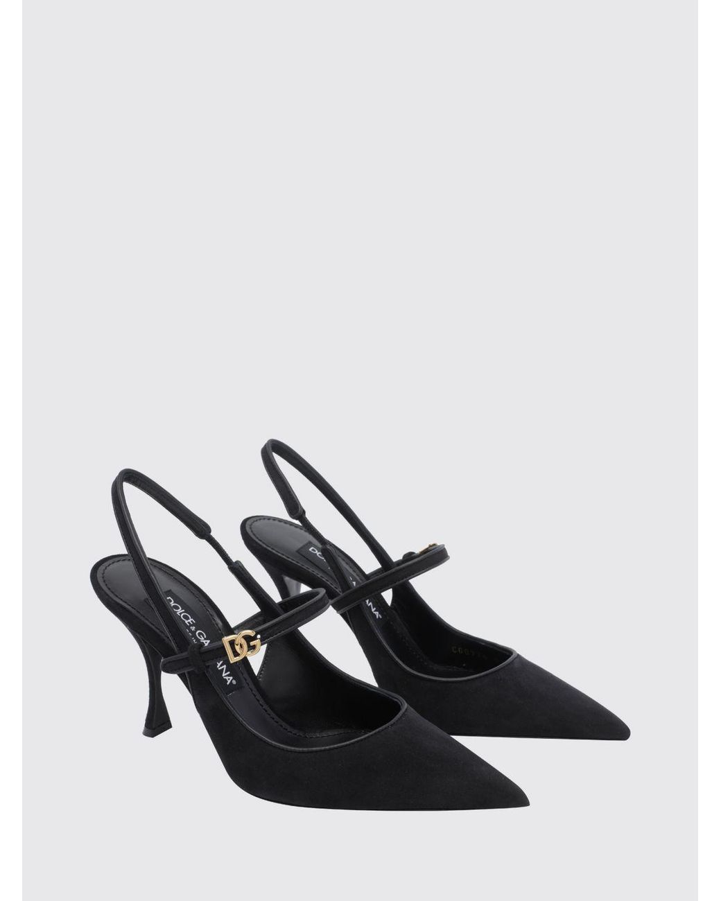 Dolce & Gabbana Black Dolce &Amp Gabbana Suede Slingback Pumps With Dg Monogram And Stiletto Heel