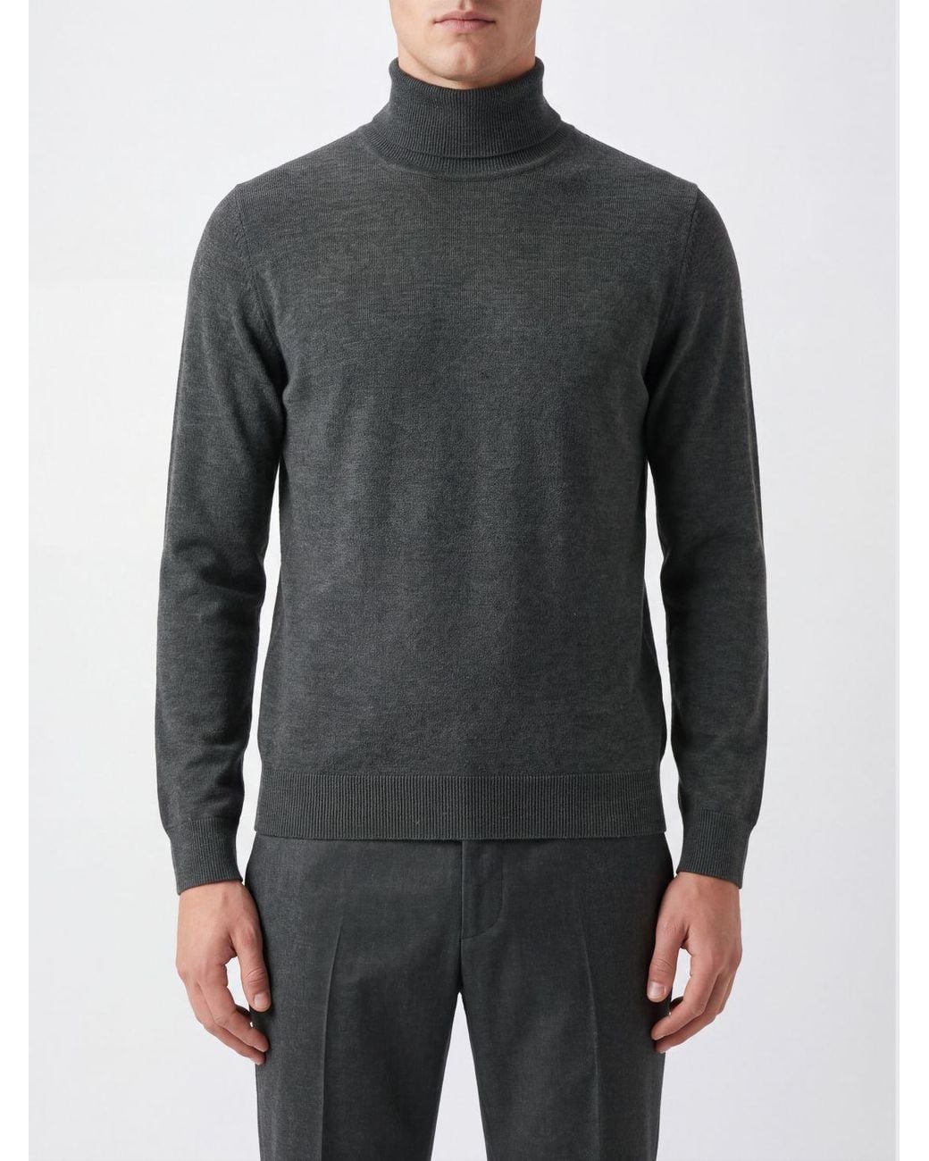 Zanone Gray Long-Sleeved Turtleneck Jumper for men