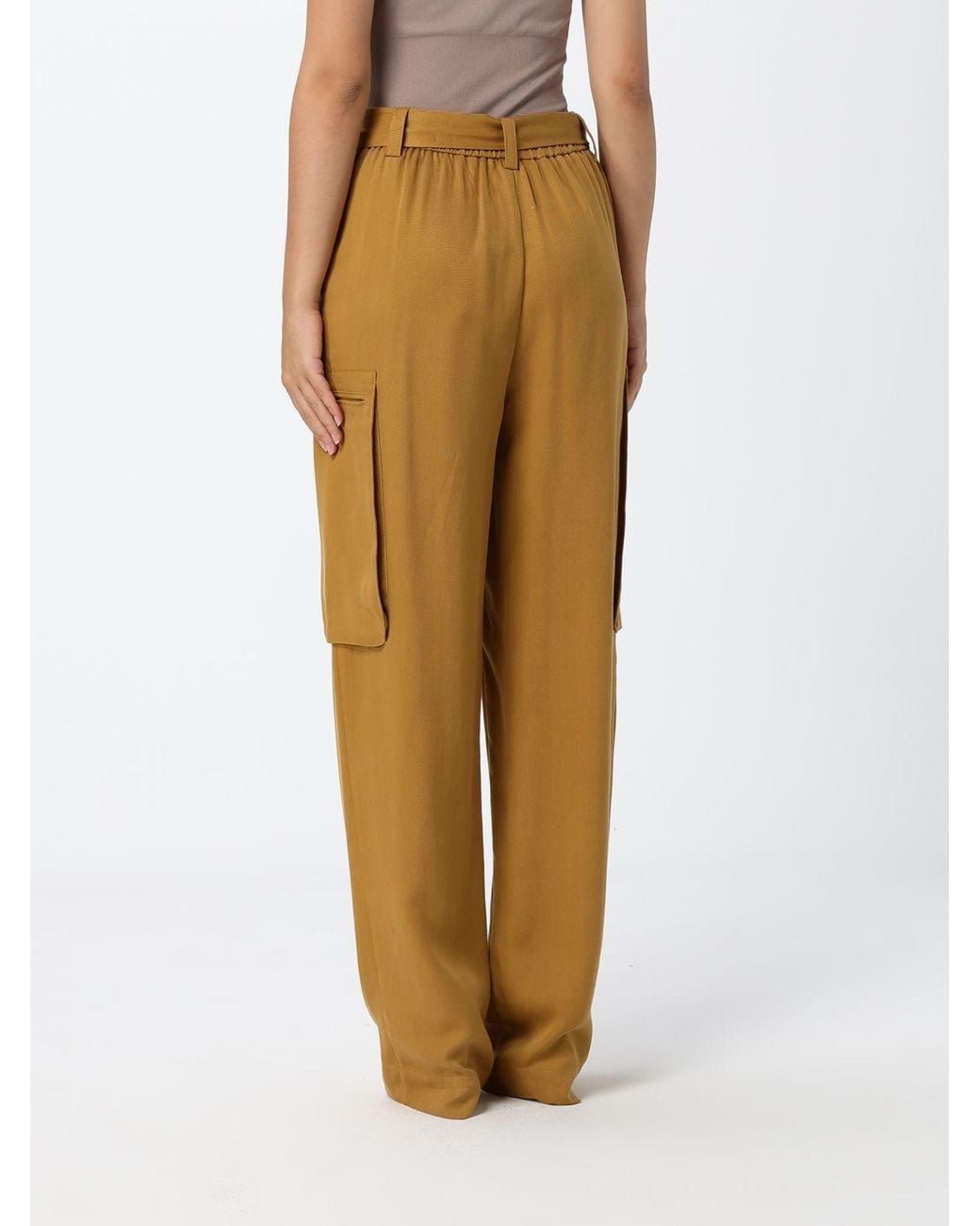 Twinset Yellow Lyocell Cargo Trousers
