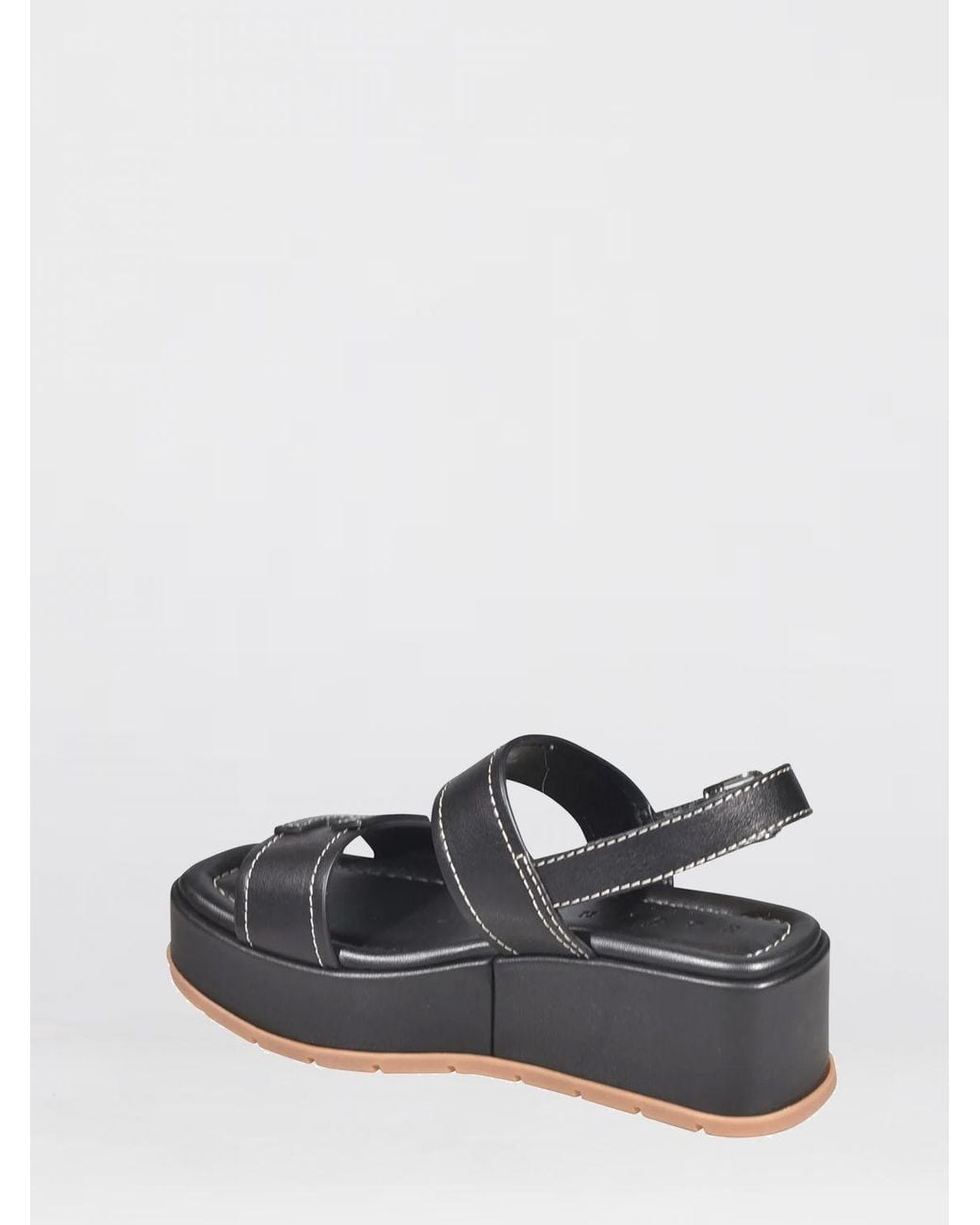 Hogan Black H703 Leather Wedge Sandals With Embroidered H Logo