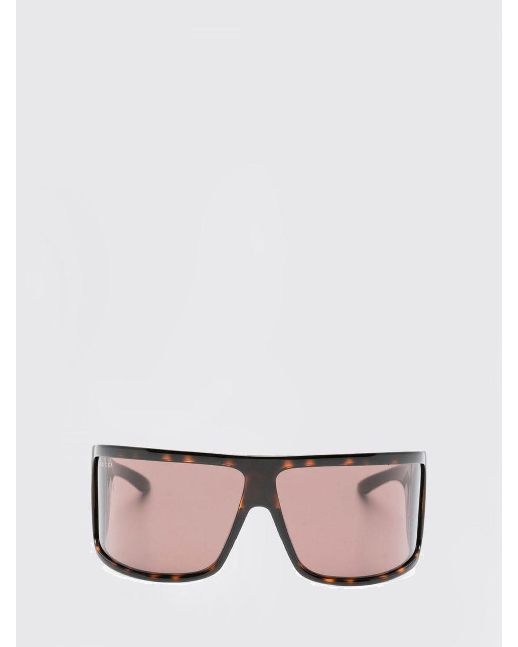 Gucci Brown Rectangular Acetate Shield Sunglasses With Dark Lenses for men