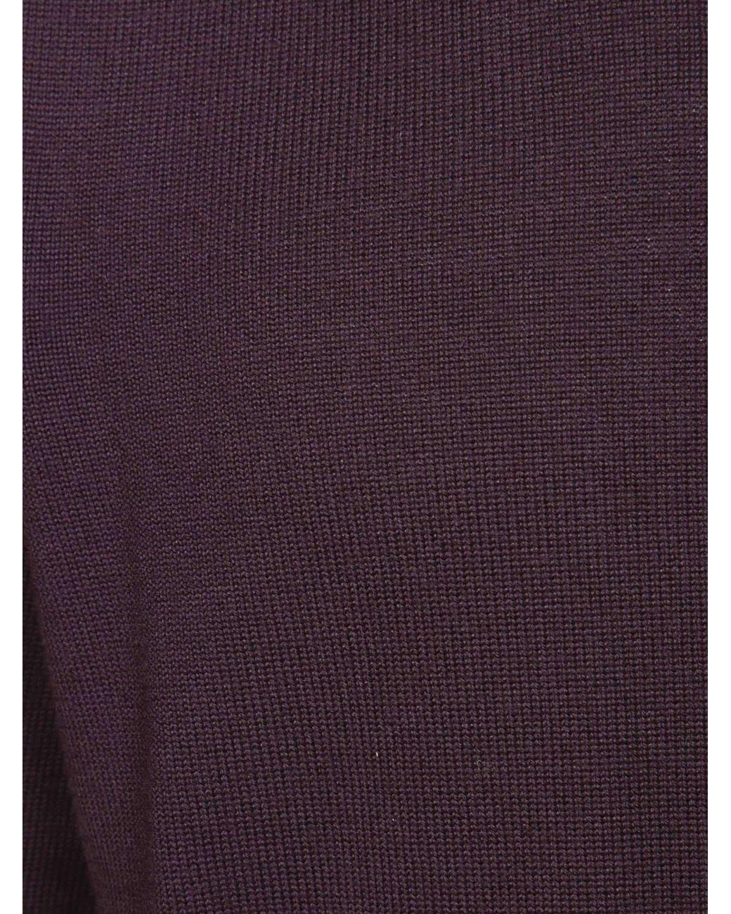 Drumohr Purple Pure Merino Wool Crewneck Jumper With Long Sleeves And Ribbed Trims for men