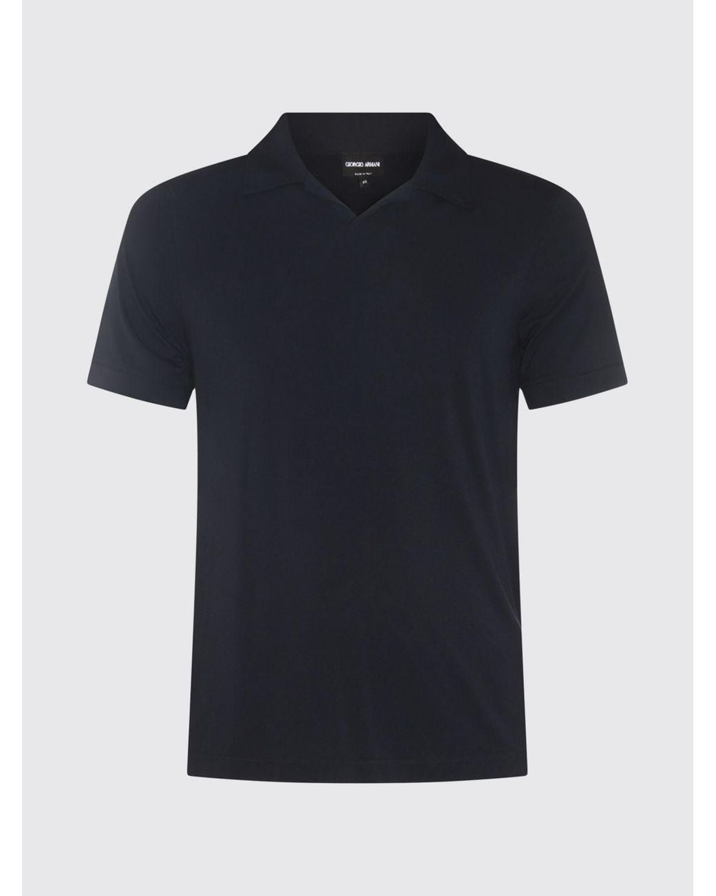 Giorgio Armani Blue Short-Sleeved Viscose V-Neck Polo Shirt for men