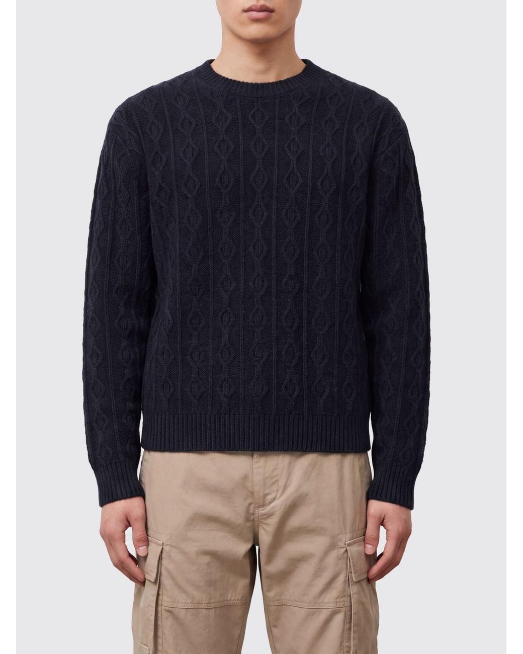 The Row Blue Crewneck Pure Cashmere Jumper With Ribbed Trims for men