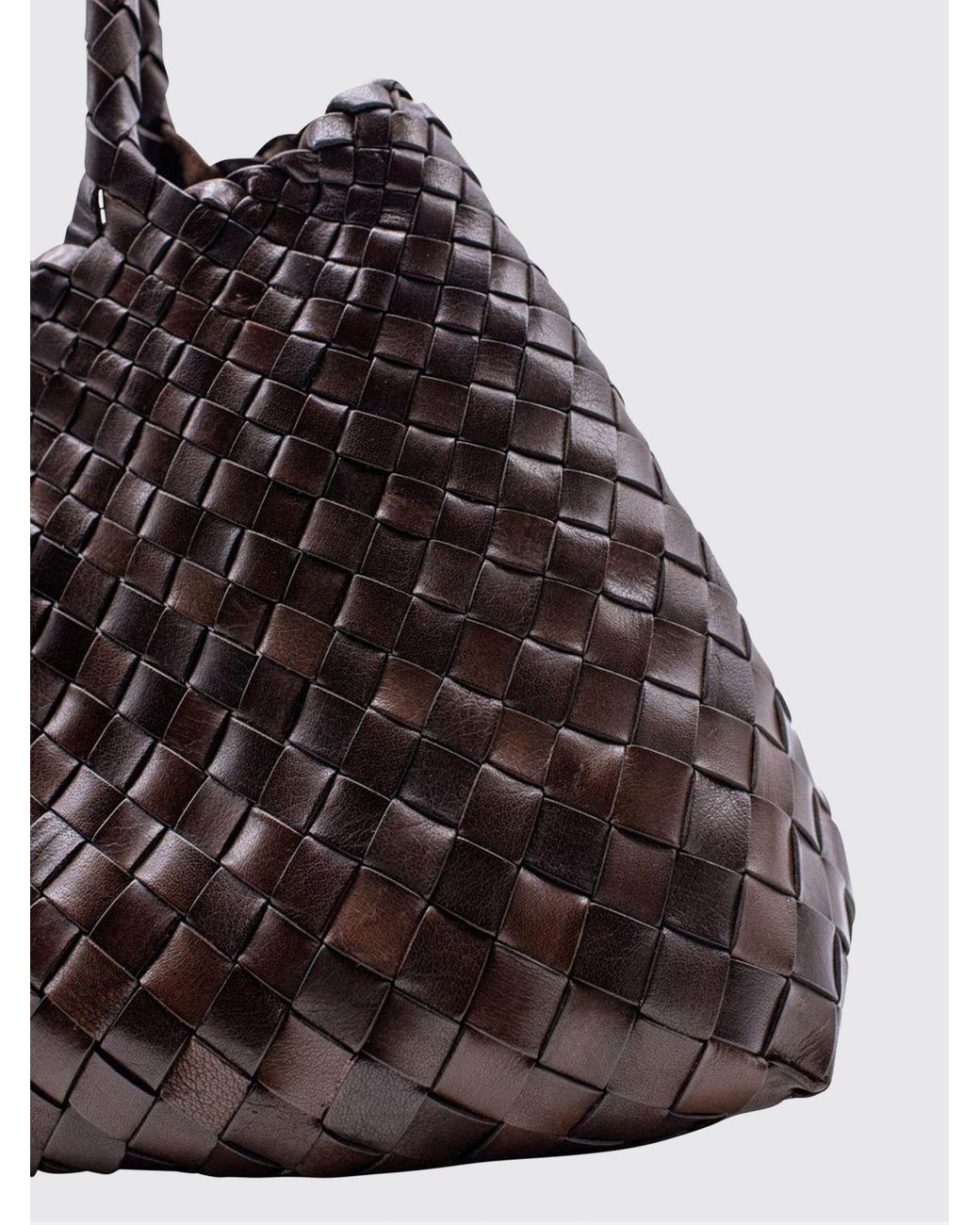 Dragon Diffusion Black Santa Croce Woven Leather Shoulder Bag With Double Handle