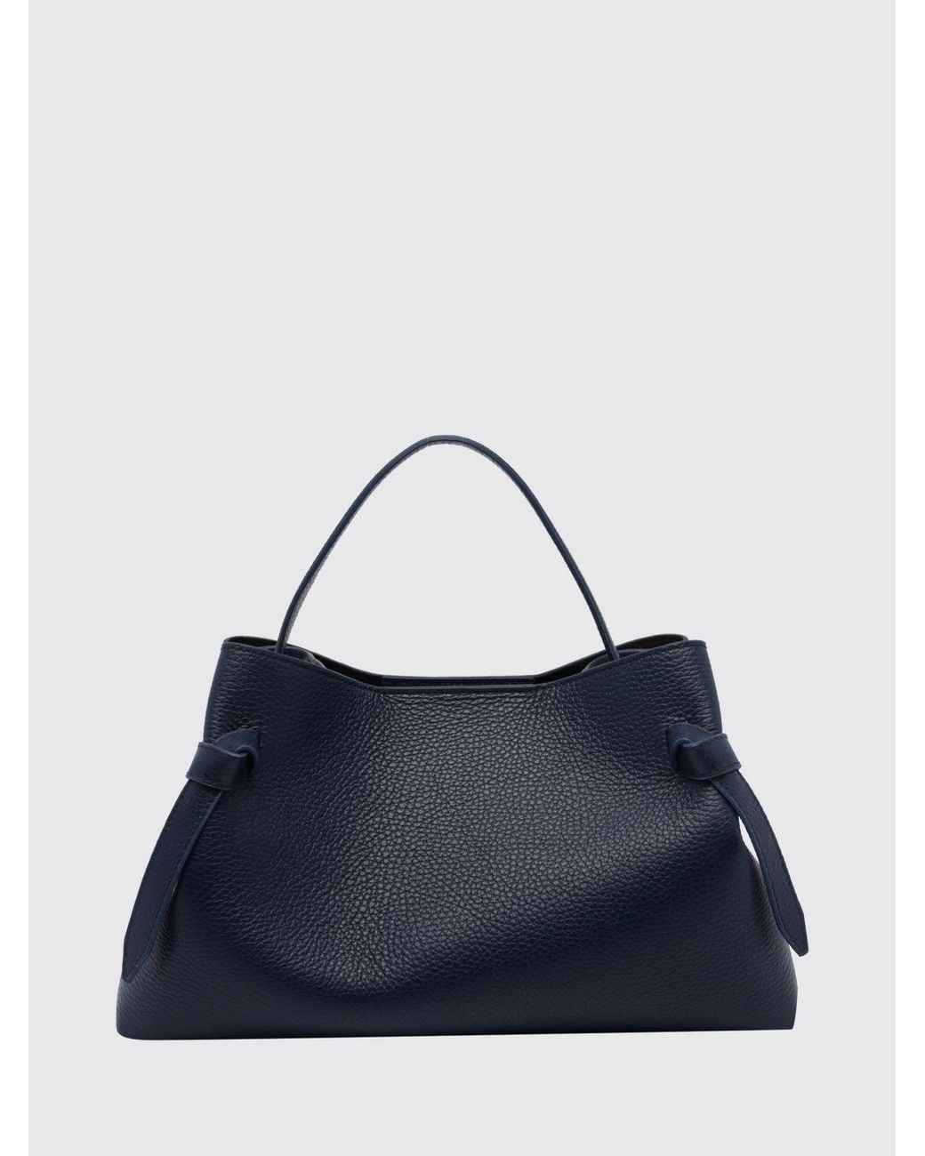 Yuzefi Blue Gyoza Grained Calfskin Leather Handbag With Shoulder Strap