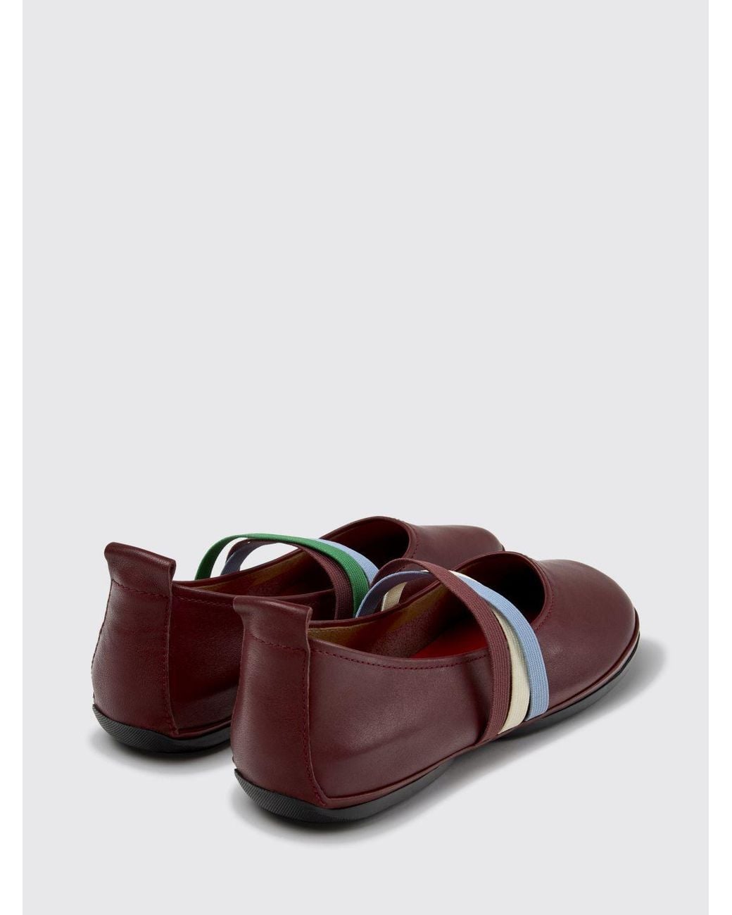 Camper Purple Twins Multicolour Striped Leather Mary Jane Flats With Elastic Laces